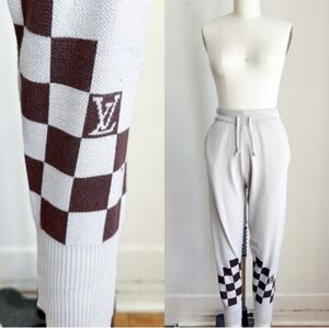 Checkered Joggers in Tan and Brown